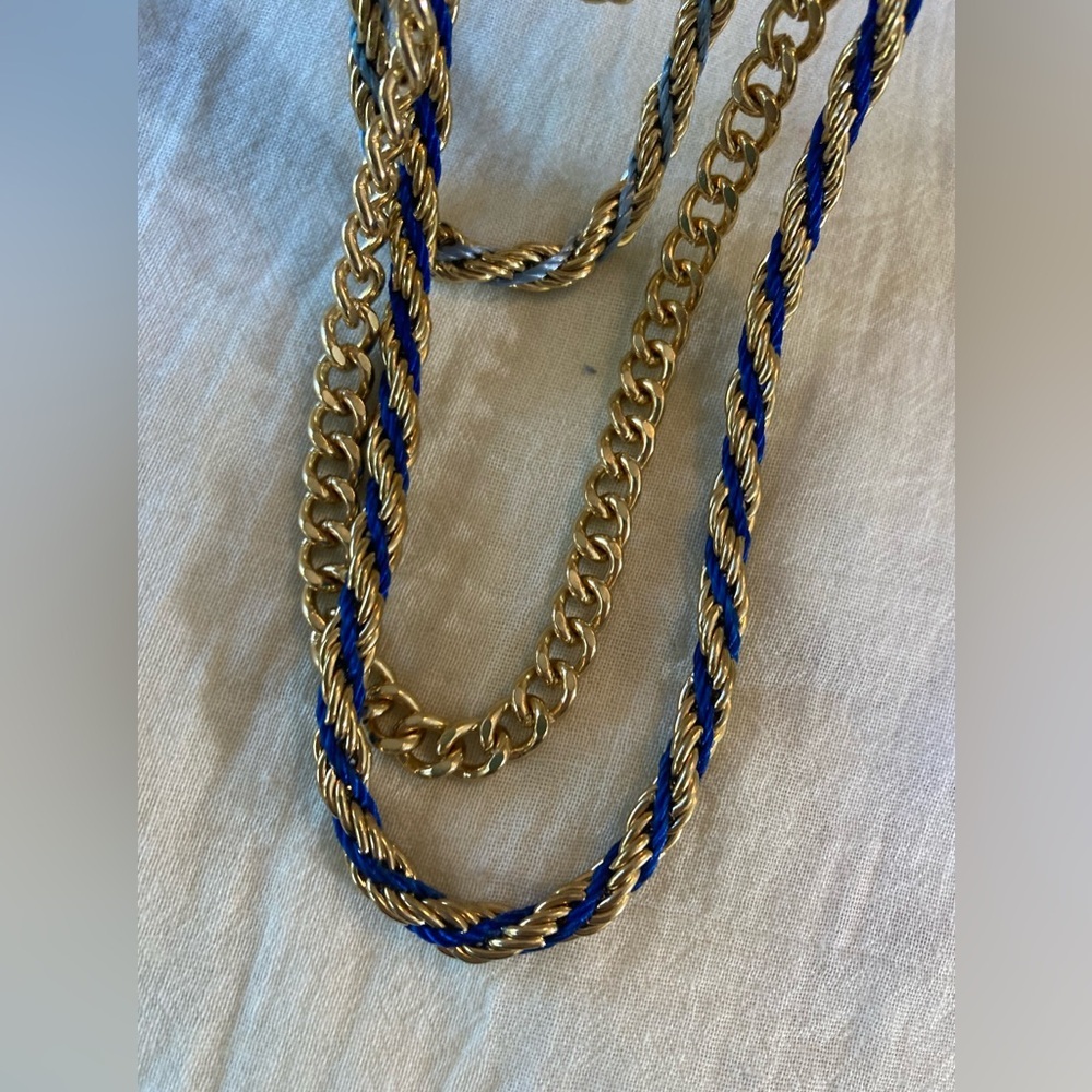 Multi Chains With Blue Layered Statement Runway N… - image 5